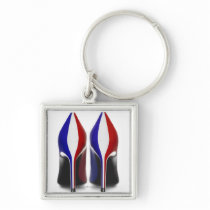 The shoes are women's high heeled shoes, also key chain