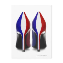 The shoes are women's high heeled shoes, also postcards