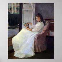 The sister of the artist at a window by Morisot Poster