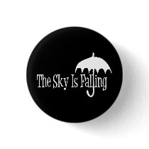 The Sky Is Falling Umbrella Black & White Pinback Buttons