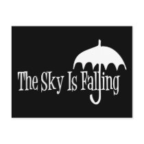 The Sky Is Falling Umbrella Black & White Post Card