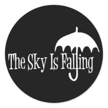 The Sky Is Falling Umbrella Black & White Stickers