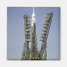The Soyuz rocket is erected into position 4 Refrigerator Magnets