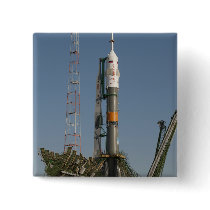 The Soyuz rocket shortly after arrival Pinback Button