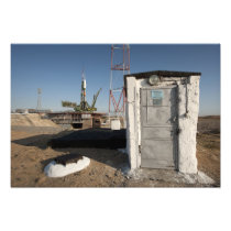 The Soyuz rocket shortly after arrival