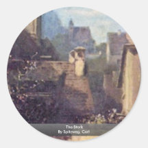 The Stork By Spitzweg, Carl Round Sticker