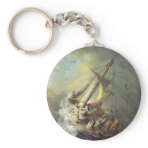 The Storm On The Sea Of Galilee. By Rembrandt Van Key Chain