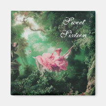 THE SWING ,SWEET SIXTEEN PARTY green pink fuchsia Refrigerator Magnet