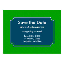 The Sylvia Navy and Green Save the Date Postcard