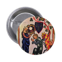 The Tavern Of Limburg By Meister Der Manessischen Pinback Button