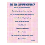 The Ten Commandments Pink Grid Postcard