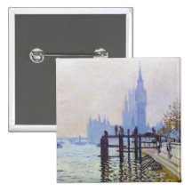 The Thames at Westminster Claude Monet Pinback Buttons