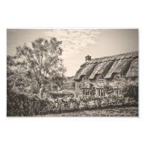 The Thatched Cottage (Vintage B&W) photo print