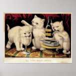 The Three Greedy Kitties At The Feast Currier Ives Print