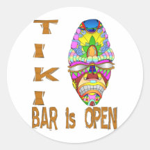 the TIKI BAR is OPEN Mask Round Stickers