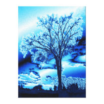 The Tree in Ice Blue on Canvas Gallery Wrapped Canvas