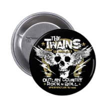 The TWAINS Skull n' Horseshoe Button
