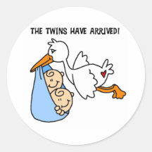 The Twins Have Arrived Round Sticker