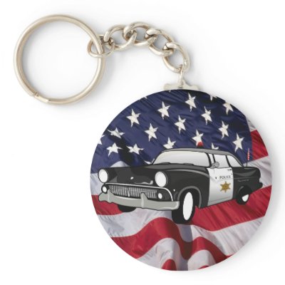 The United States of America 59 vintage Police Car Key Chain by bartonleclaydesign