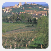 The village of San Gimignano sits in the rolling Square Stickers