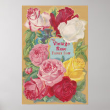 The Vintage Rose Flower Shop Sign Print