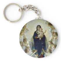 The Virgin with Angels by Bougeureau Key Chain