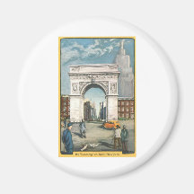 The Washington Arch. New York. Vintage Painting. Refrigerator Magnets