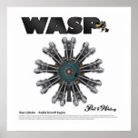 The "Wasp Jr." Radial Engine Art Poster posters