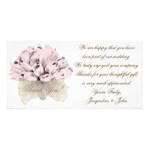The Wedding Pink Roses ~ Thank You Bridal Save Custom Photo Card
