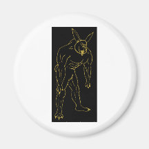 The Wererabbit (lined in blue or gold) Fridge Magnet