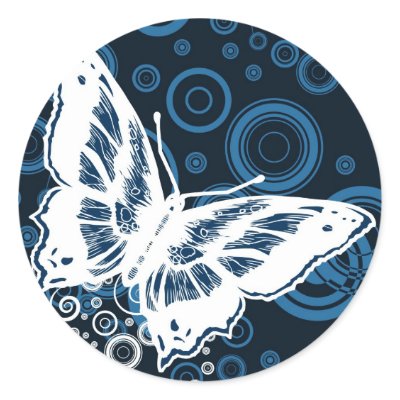 The White Butterfly Round Stickers by MyOtherPlanet