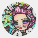 The White Rabbit Alice Heart Fairy Girl Fantasy Round Sticker