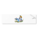 The white rabbit races by Alice - he's late! Bumper Sticker