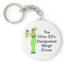 The Wine Elf's Designated Sleigh Driver keychains