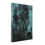 The Witch's Cat Stretched Canvas Print