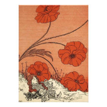 The Wizard of Oz Dorothy and Toto in the Poppy Fie Personalized Invitations