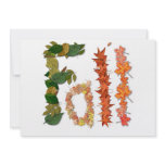 The word " Fall " written in leaf graphics invitations