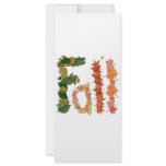 The word " Fall " written in leaf graphics rack cards