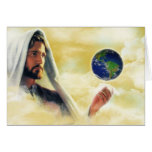 The world in his hand greeting card