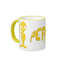 The Yellow Peace Alien Coffee Mugs