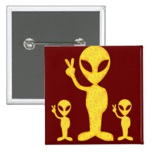 The Yellow Peace Alien Pin
