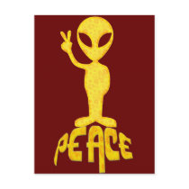 The Yellow Peace Alien Postcard