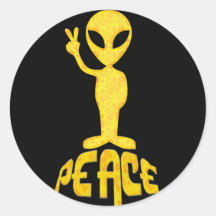 The Yellow Peace Alien Stickers