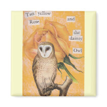 The Yellow Rose, and the Dainty Owl Refrigerator Magnets