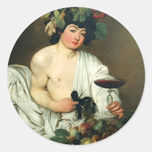 The Young Bacchus, Caravaggio Round Stickers