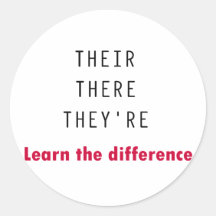 Their There They're Round Sticker