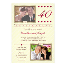 Then and Now 40th Wedding Anniversary Invitation