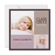 Then Now Modern Block Graduation Party Invitation