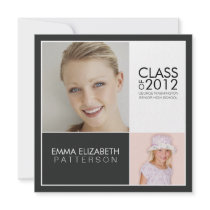Then Now Modern Block Graduation Party Invitation