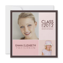 Then Now Modern Block Graduation Party Invitation